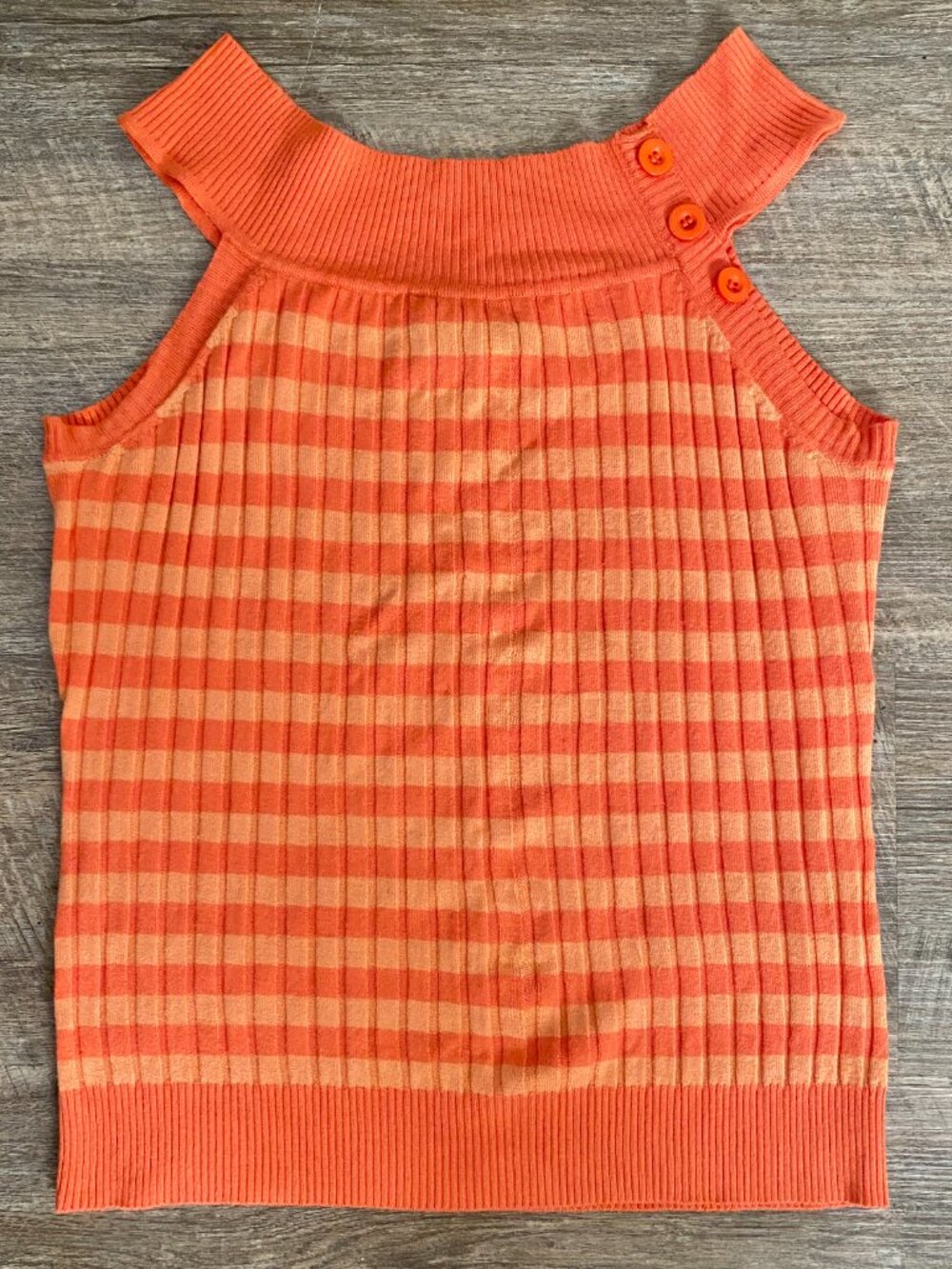its our time orange striped knit tank top